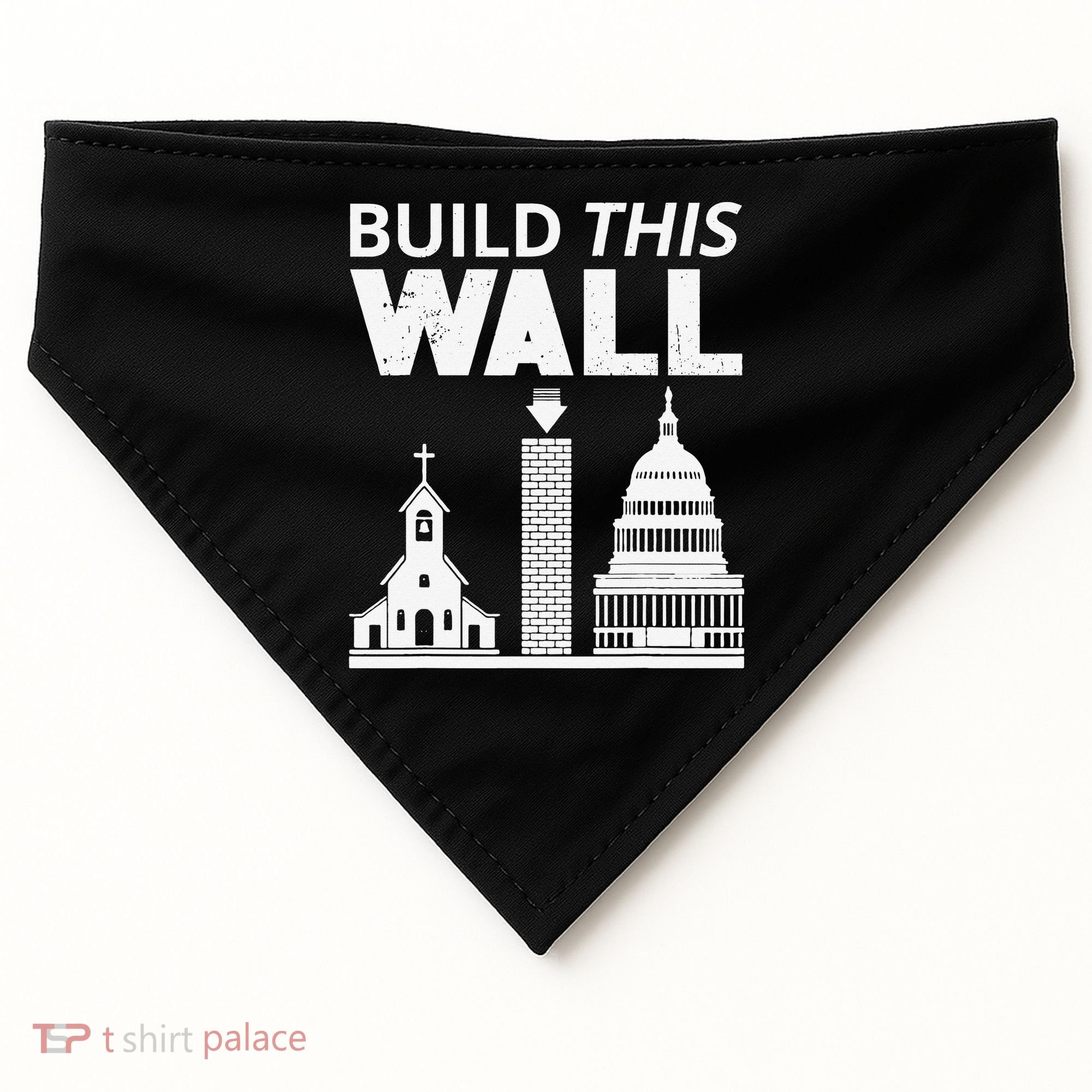 Build This Wall Separation of Church And State USA USA-Made Doggie Bandana