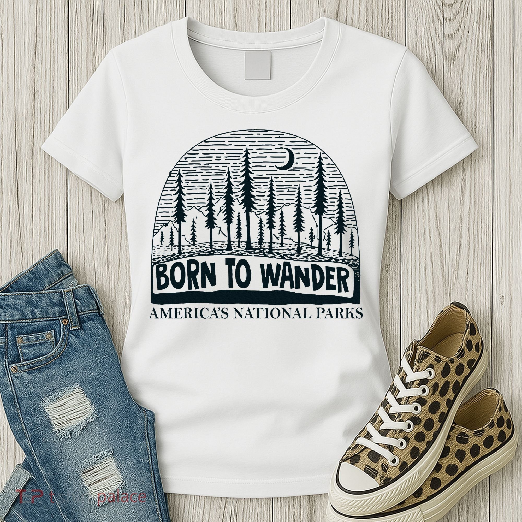 Born To Wander AmericaS National Parks Nature Women's T-Shirt