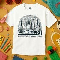 Born To Wander AmericaS National Parks Nature Kids T-Shirt thumb 3