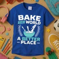 Bake The World A Better Place Bakers Baking Gift Kids T-Shirt thumb 3