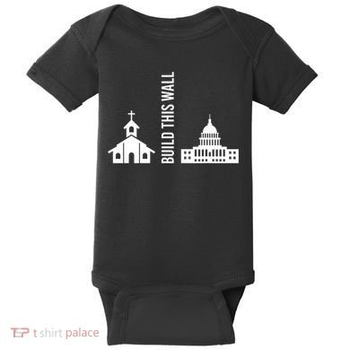 Build This Wall Ironic Separate Church And State Baby Bodysuit