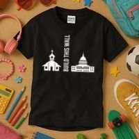 Build This Wall Ironic Separate Church And State Kids T-Shirt thumb 3