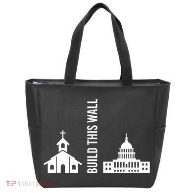 Build This Wall Ironic Separate Church And State Tote Bag