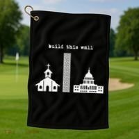 Build This Wall Ironic Separate Church and State Golf Towel thumb 1