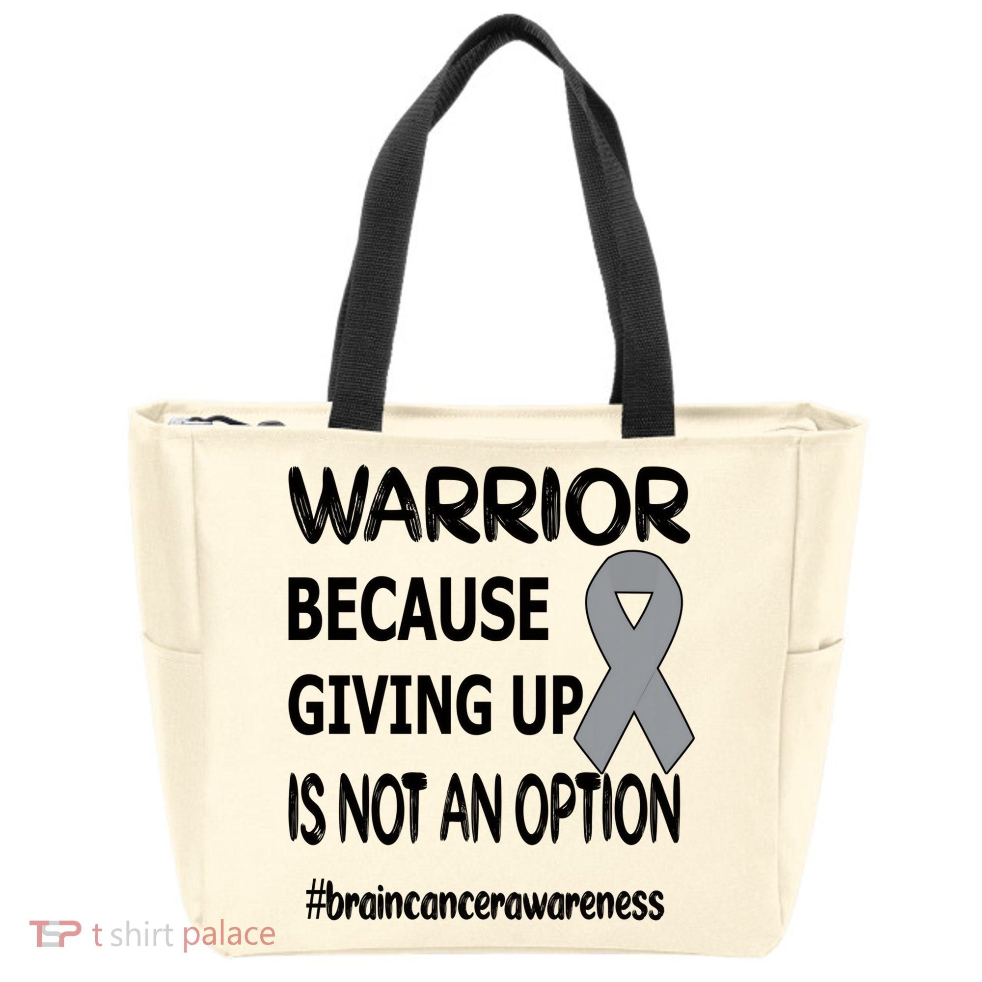 Brain Tumor Warrior Brain Cancer Awareness Ribbon Gift Tote Bag