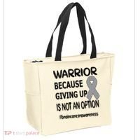 Brain Tumor Warrior Brain Cancer Awareness Ribbon Gift Tote Bag thumb 2