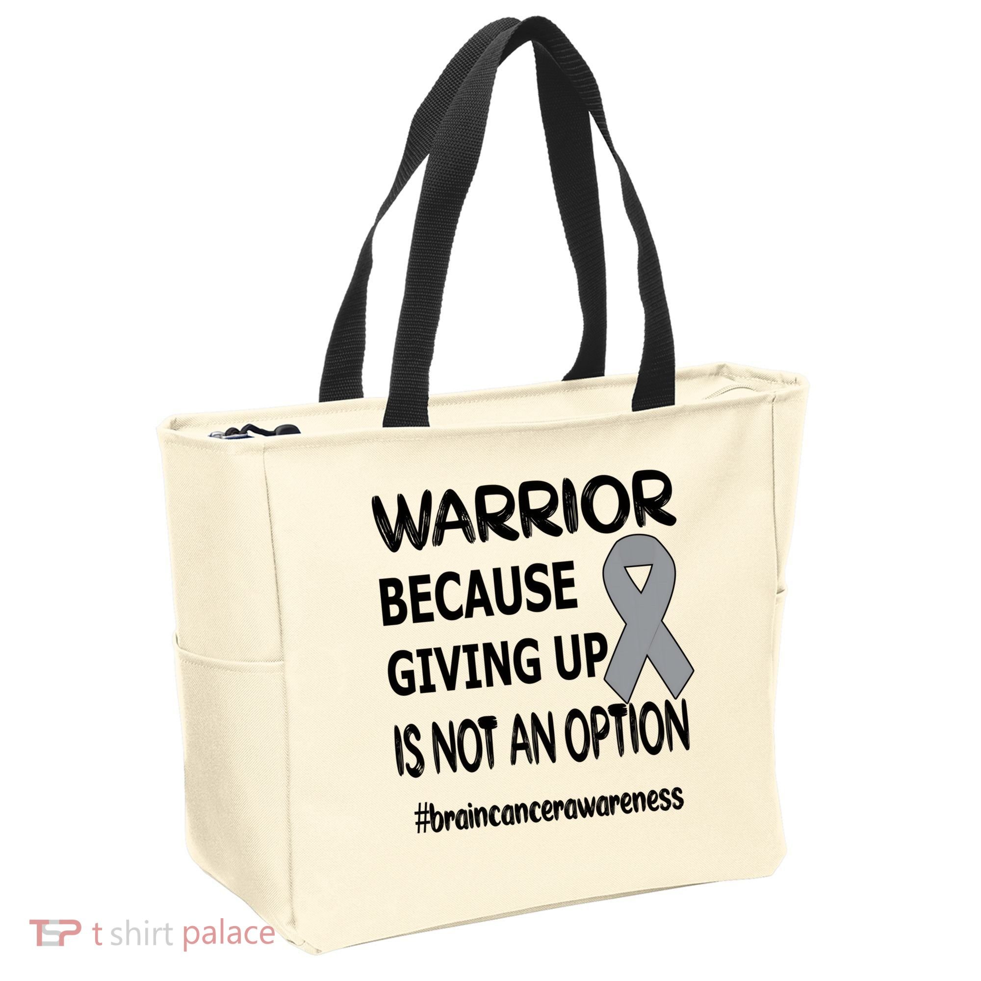 Brain Tumor Warrior Brain Cancer Awareness Ribbon Gift Tote Bag