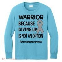 Brain Tumor Warrior Brain Cancer Awareness Ribbon Gift Kids Long Sleeve Shirt thumb 0