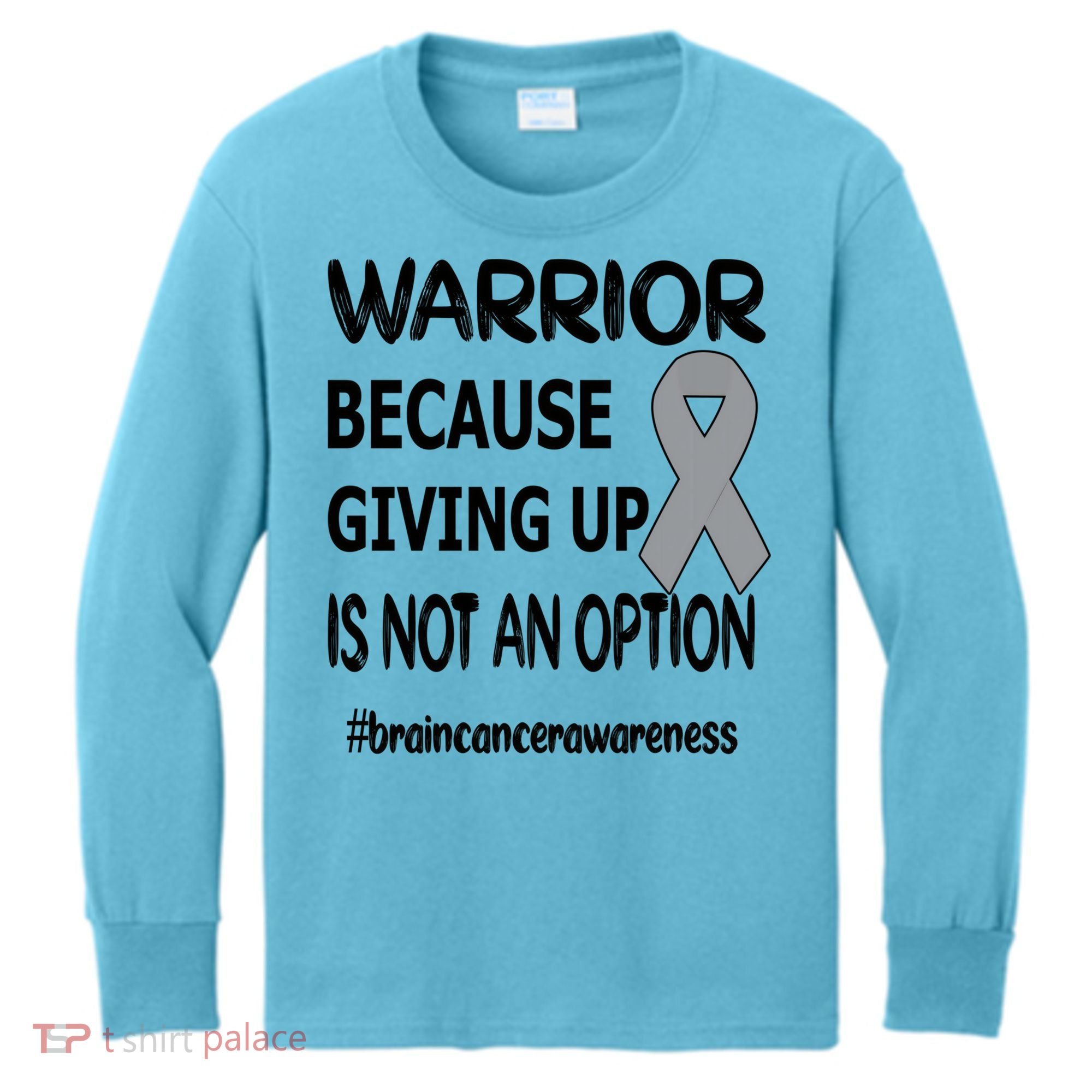 Brain Tumor Warrior Brain Cancer Awareness Ribbon Gift Kids Long Sleeve Shirt