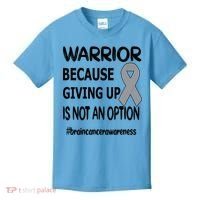 Brain Tumor Warrior Brain Cancer Awareness Ribbon Gift Kids T-Shirt thumb 0