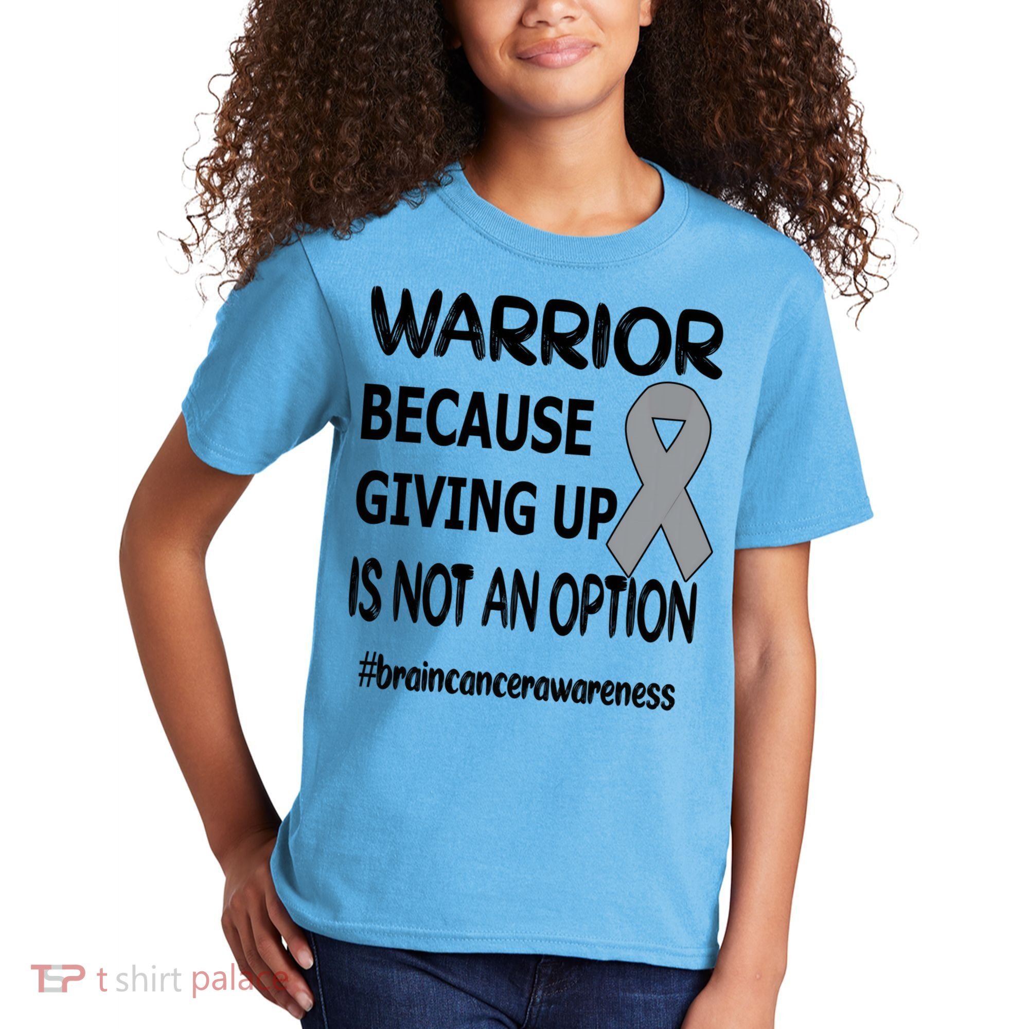 Brain Tumor Warrior Brain Cancer Awareness Ribbon Gift Kids T-Shirt