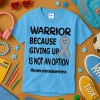 Brain Tumor Warrior Brain Cancer Awareness Ribbon Gift Kids T-Shirt thumb 3