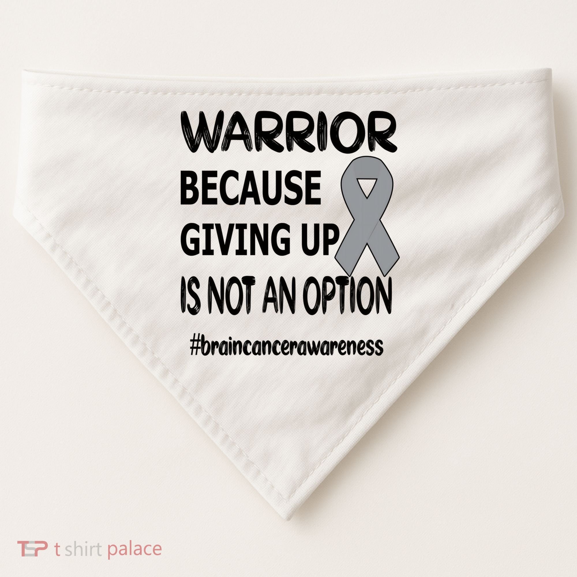 Brain Tumor Warrior Brain Cancer Awareness Ribbon Gift USA-Made Doggie Bandana