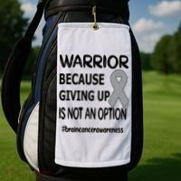 Brain Tumor Warrior Brain Cancer Awareness Ribbon Gift Golf Towel thumb 2