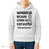 Brain Tumor Warrior Brain Cancer Awareness Ribbon Gift Kids Hoodie thumb 4