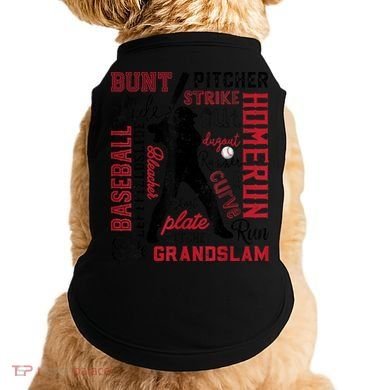 Baseball Typography Word Art Boys Vintage Player Batter Doggie Tank