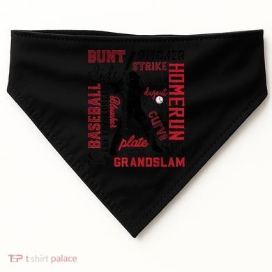 Baseball Typography Word Art Boys Vintage Player Batter USA-Made Doggie Bandana