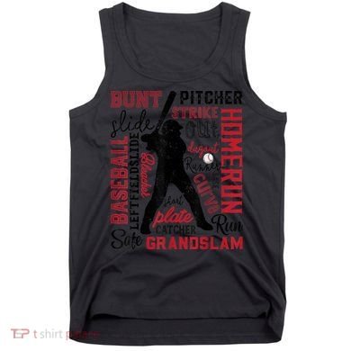 Baseball Typography Word Art Boys Vintage Player Batter Tank Top