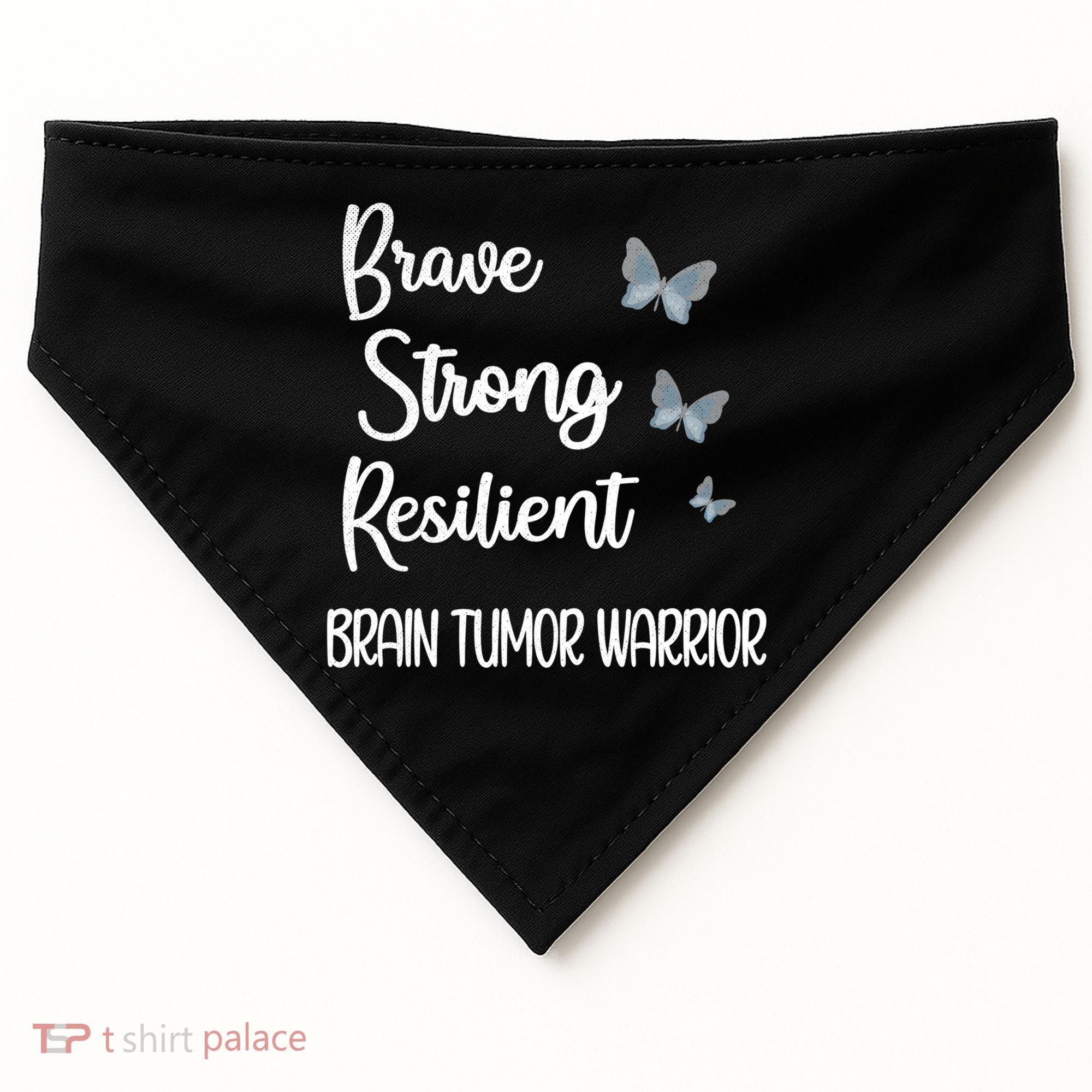 Brain Tumor Warrior Brain Cancer Awareness Gray Ribbon Gift USA-Made Doggie Bandana
