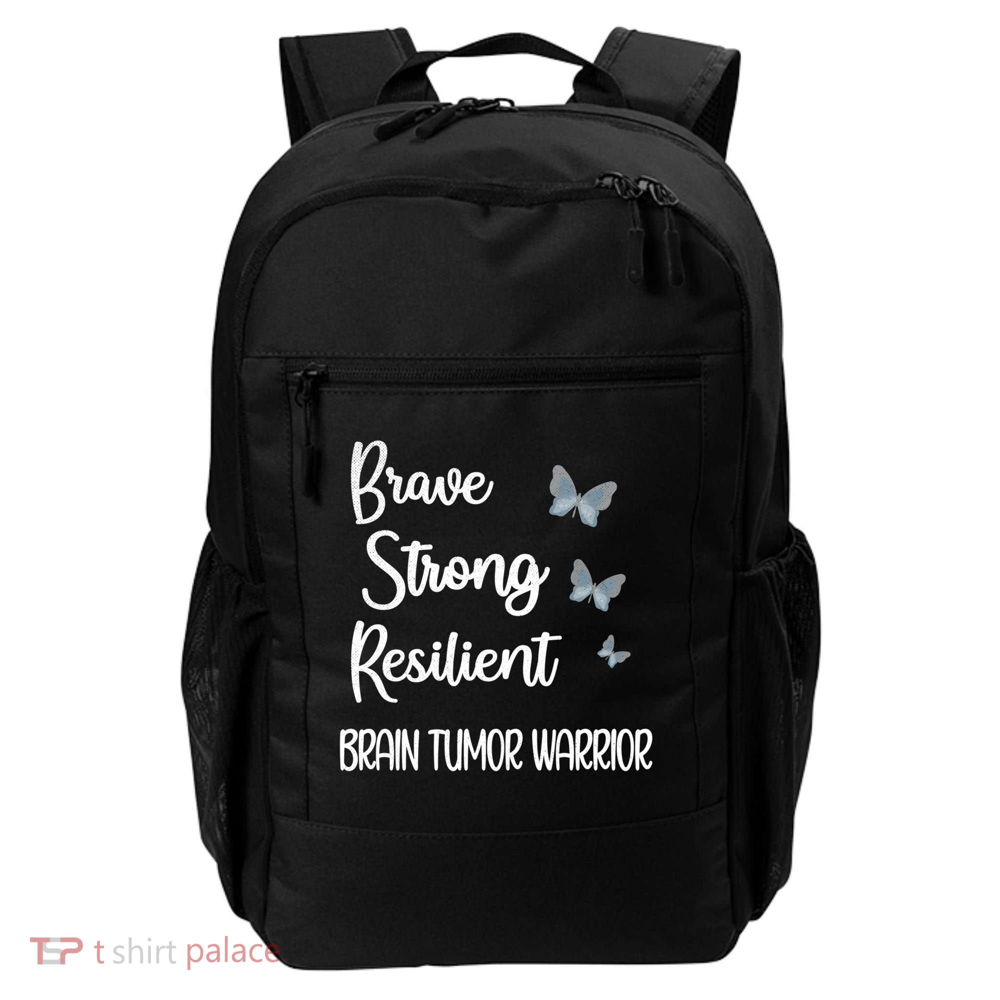 Brain Tumor Warrior Brain Cancer Awareness Gray Ribbon Gift Backpack