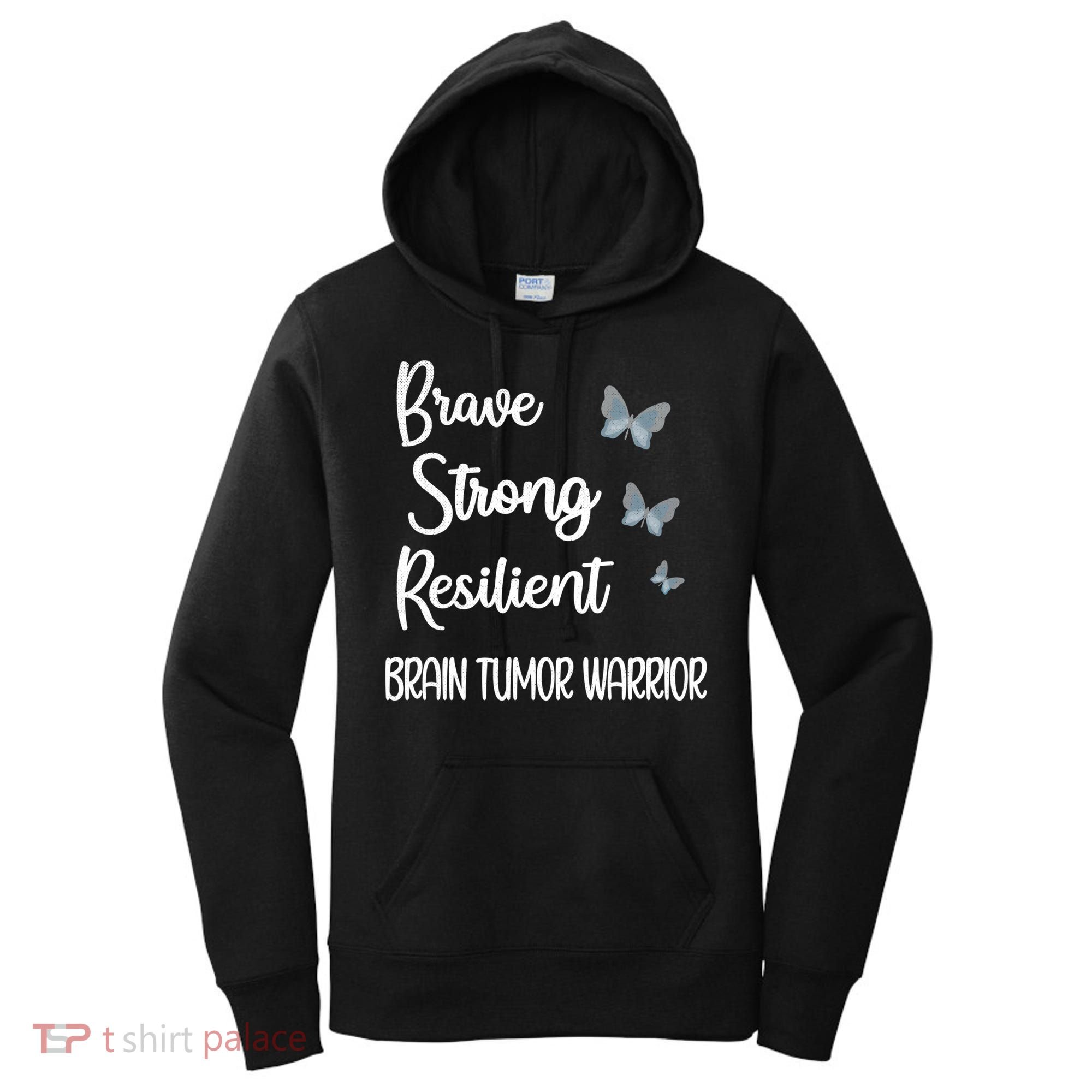 Brain Tumor Warrior Brain Cancer Awareness Gray Ribbon Gift Women's Hoodie