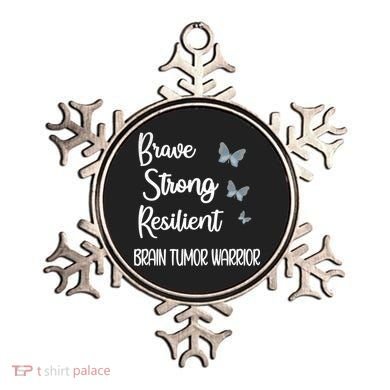Brain Tumor Warrior Brain Cancer Awareness Gray Ribbon Gift Ornament