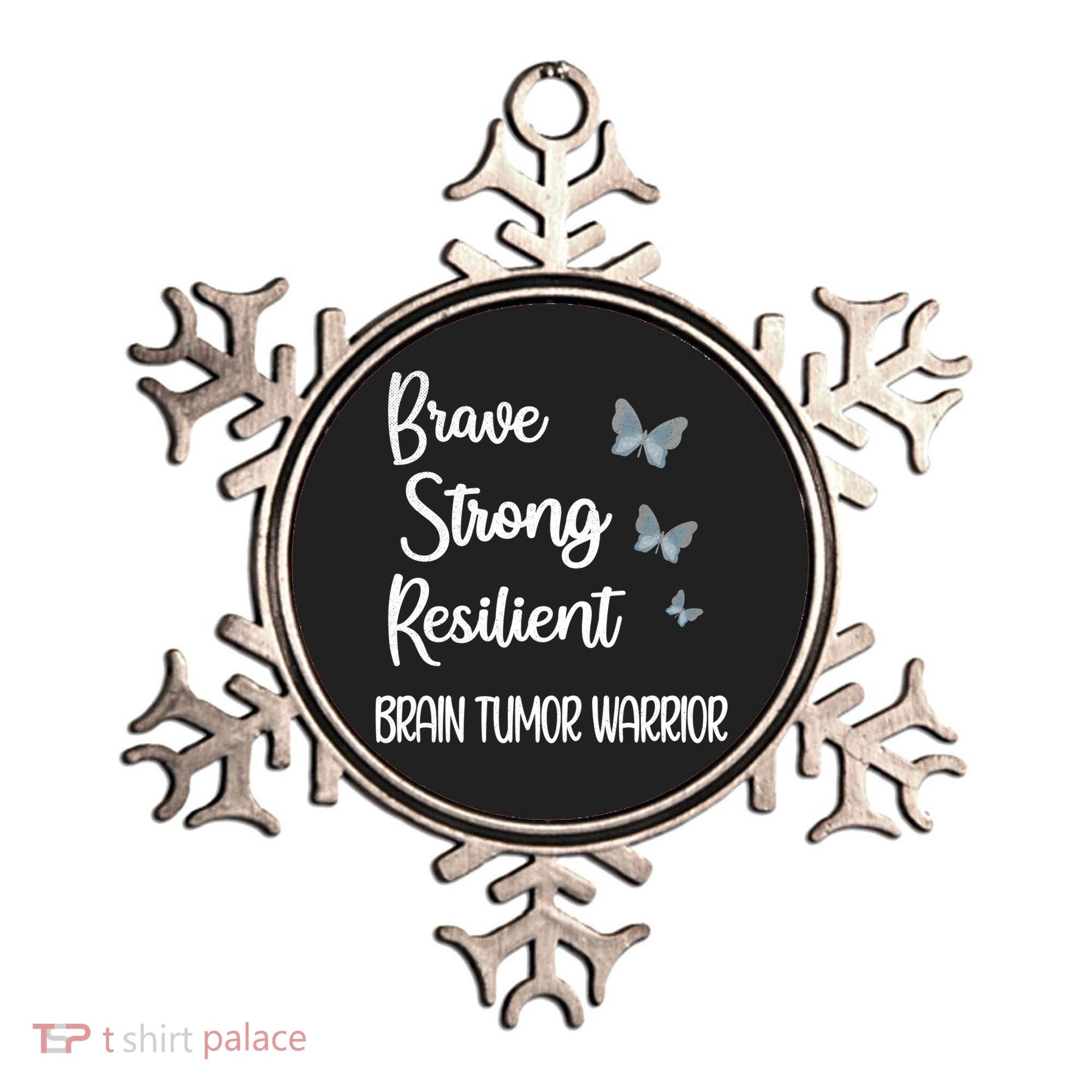 Brain Tumor Warrior Brain Cancer Awareness Gray Ribbon Gift Ornament