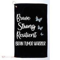 Brain Tumor Warrior Brain Cancer Awareness Gray Ribbon Gift Golf Towel thumb 0