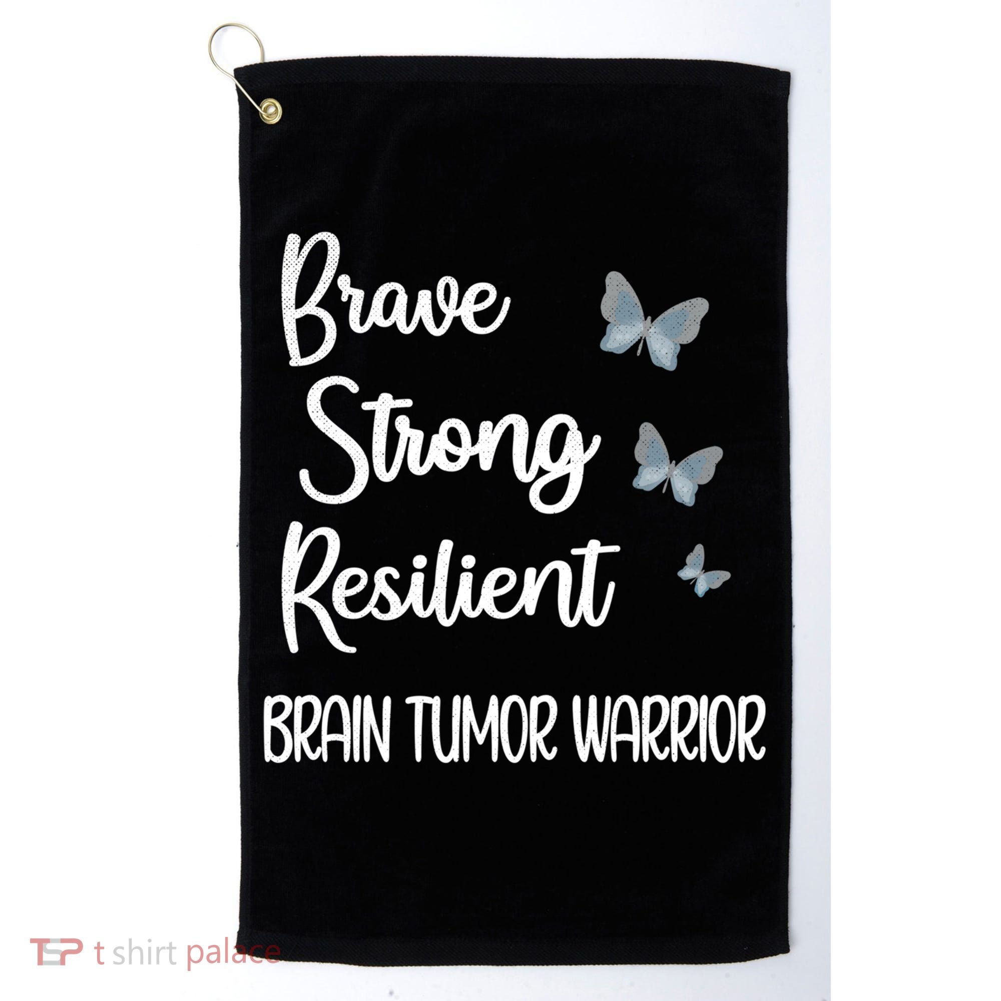 Brain Tumor Warrior Brain Cancer Awareness Gray Ribbon Gift Golf Towel