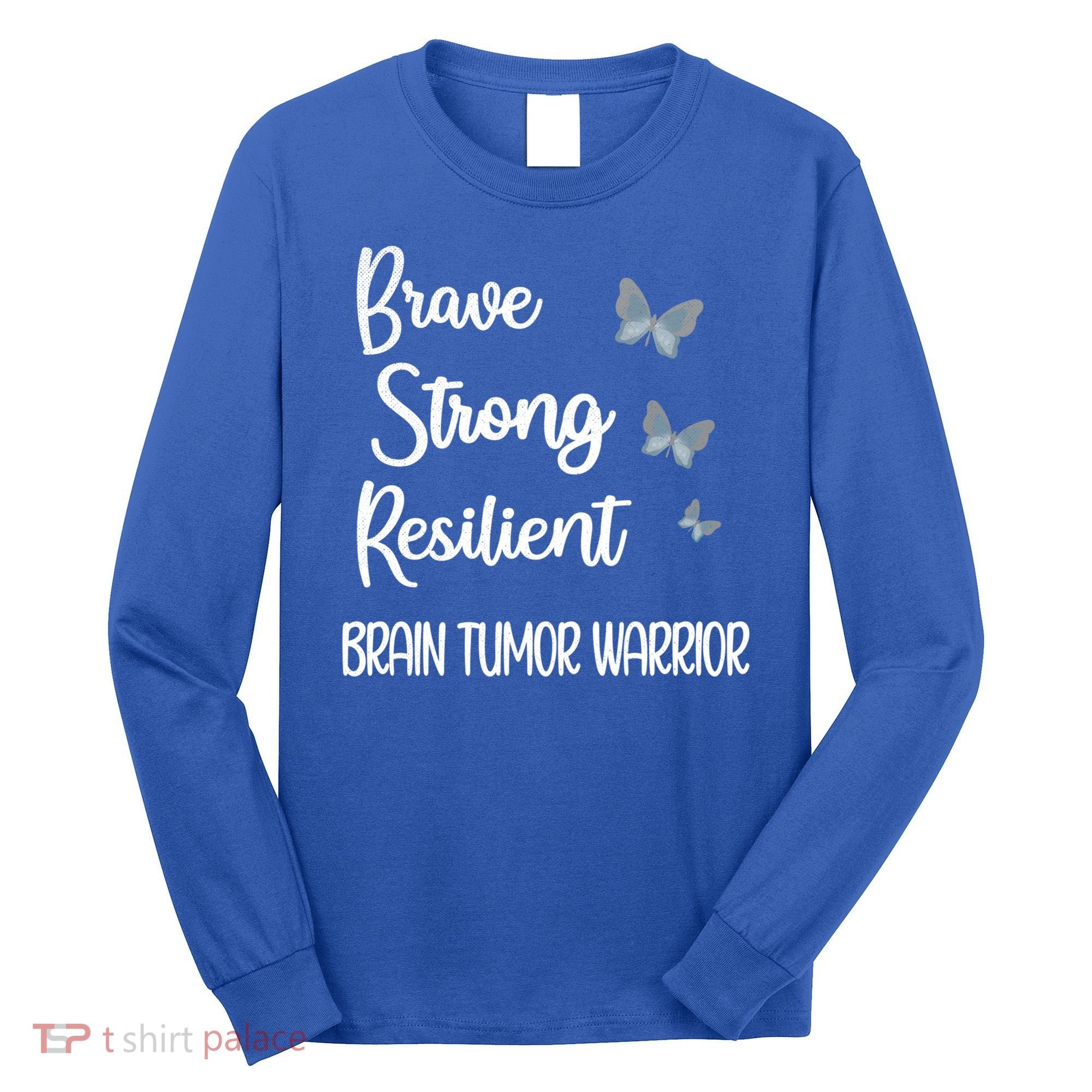Brain Tumor Warrior Brain Cancer Awareness Gray Ribbon Gift Long Sleeve Shirt