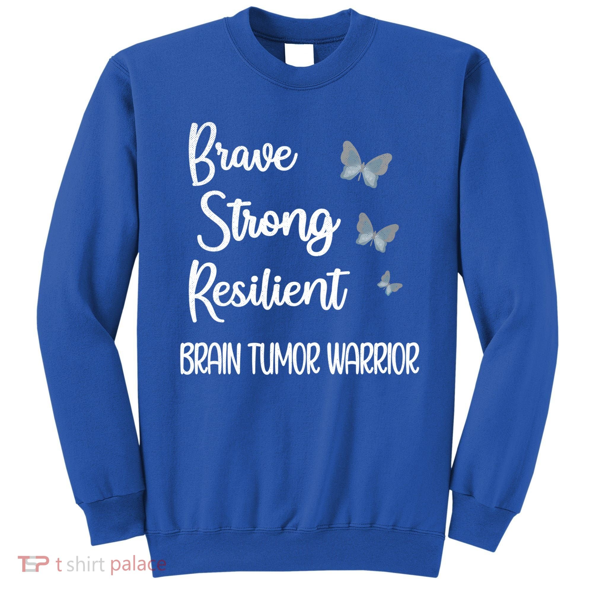 Brain Tumor Warrior Brain Cancer Awareness Gray Ribbon Gift Sweatshirt