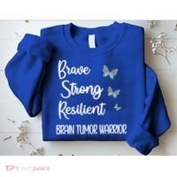 Brain Tumor Warrior Brain Cancer Awareness Gray Ribbon Gift Sweatshirt thumb 2