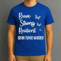 Brain Tumor Warrior Brain Cancer Awareness Gray Ribbon Gift T-Shirt thumb 3