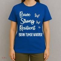 Brain Tumor Warrior Brain Cancer Awareness Gray Ribbon Gift T-Shirt thumb 4