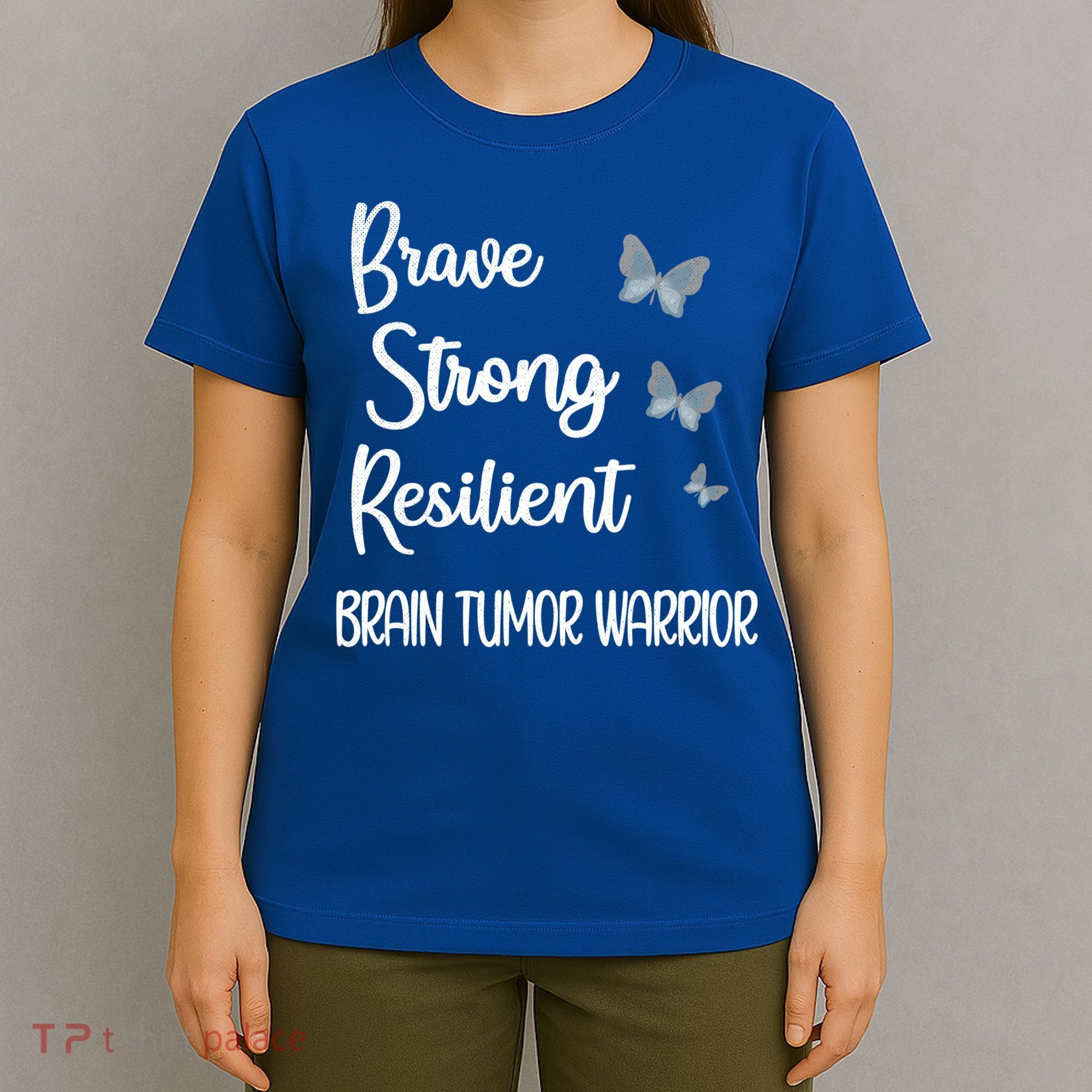 Brain Tumor Warrior Brain Cancer Awareness Gray Ribbon Gift T-Shirt