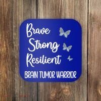 Brain Tumor Warrior Brain Cancer Awareness Gray Ribbon Gift Coaster thumb 0