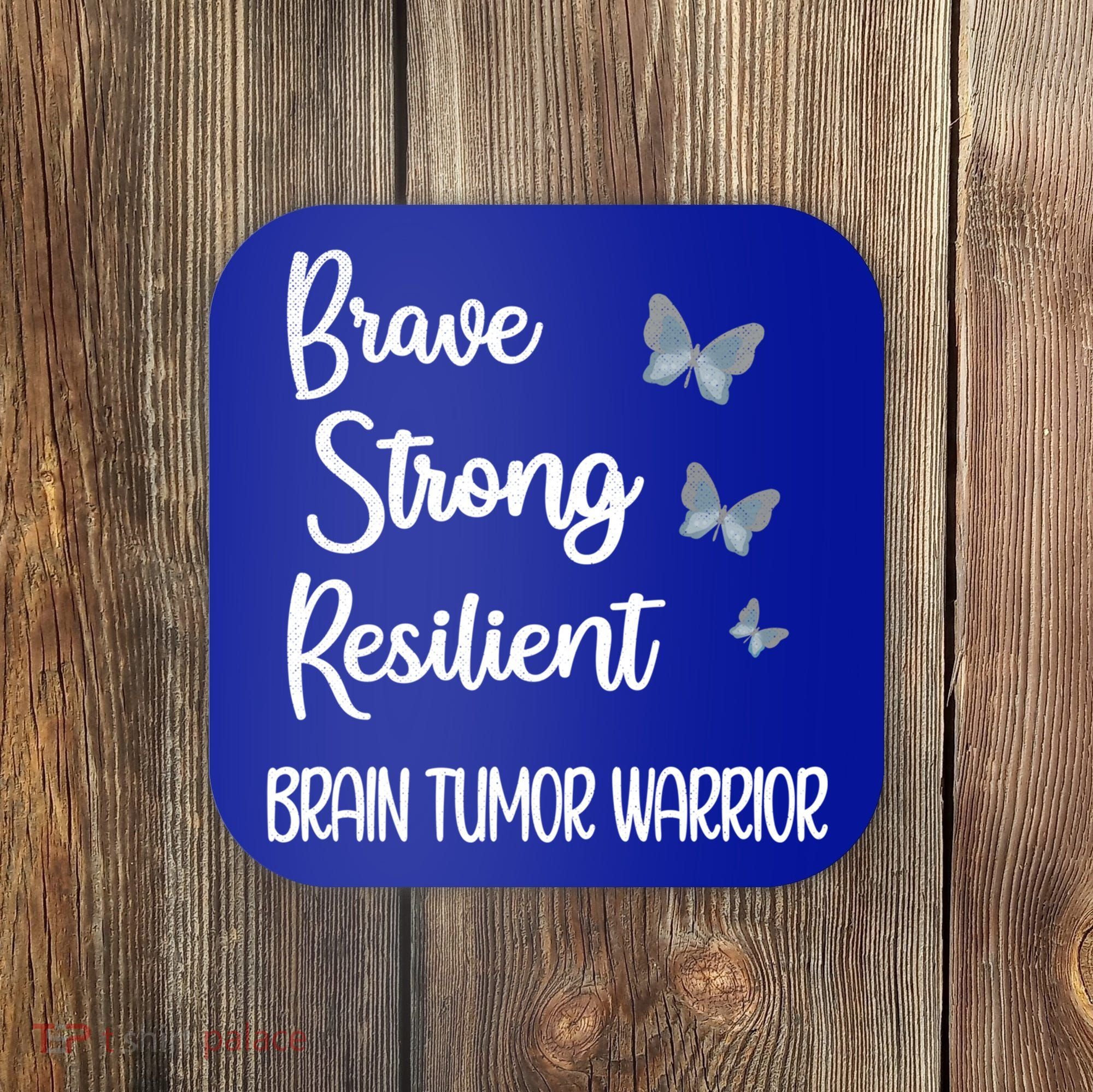 Brain Tumor Warrior Brain Cancer Awareness Gray Ribbon Gift Coaster