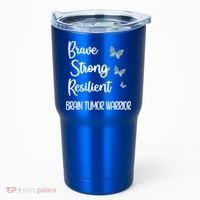 Brain Tumor Warrior Brain Cancer Awareness Gray Ribbon Gift Tumbler thumb 0
