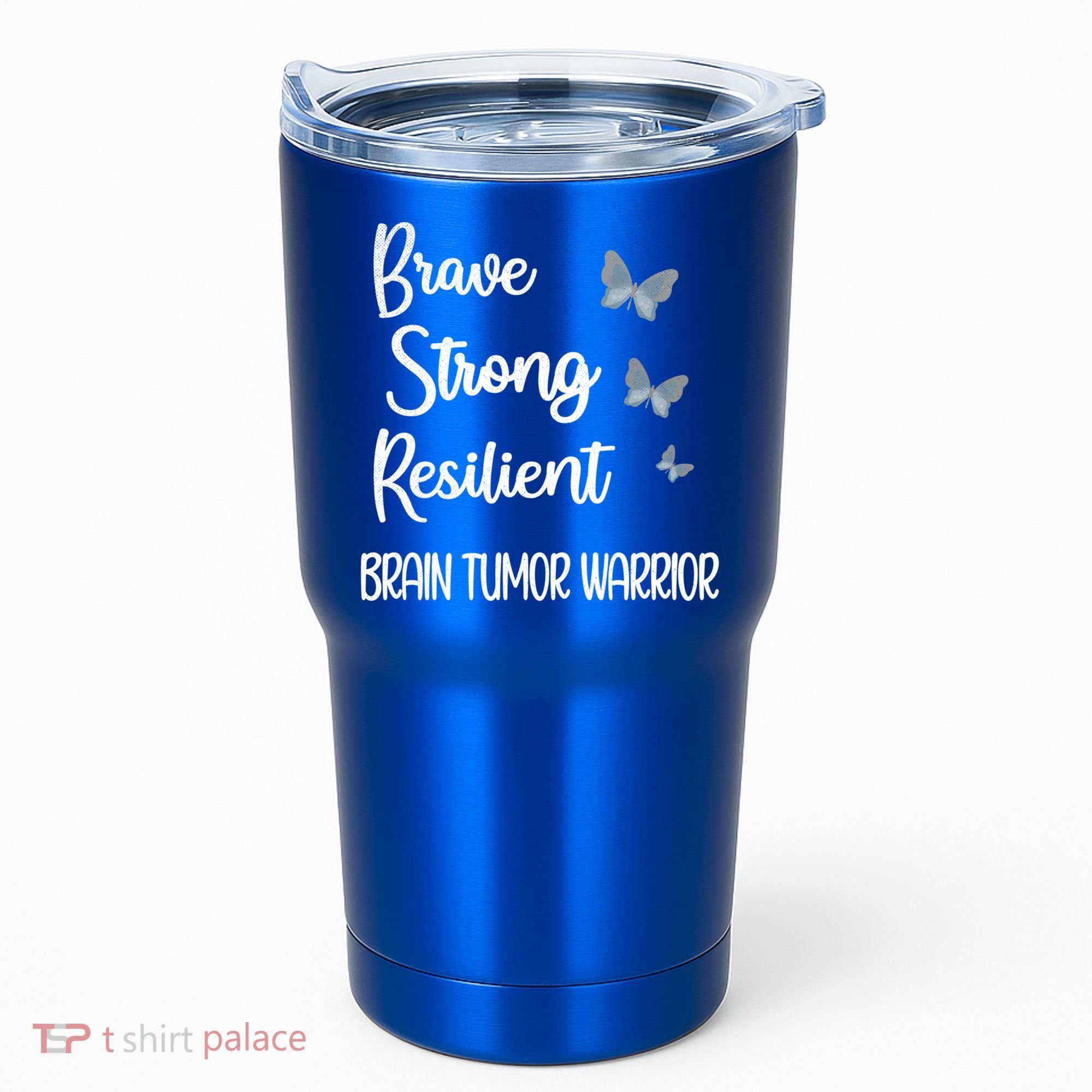 Brain Tumor Warrior Brain Cancer Awareness Gray Ribbon Gift Tumbler