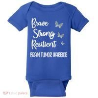 Brain Tumor Warrior Brain Cancer Awareness Gray Ribbon Gift Baby Bodysuit thumb 0