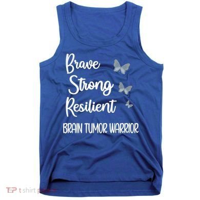 Brain Tumor Warrior Brain Cancer Awareness Gray Ribbon Gift Tank Top