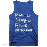 Brain Tumor Warrior Brain Cancer Awareness Gray Ribbon Gift Tank Top thumb 0