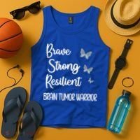 Brain Tumor Warrior Brain Cancer Awareness Gray Ribbon Gift Tank Top thumb 4