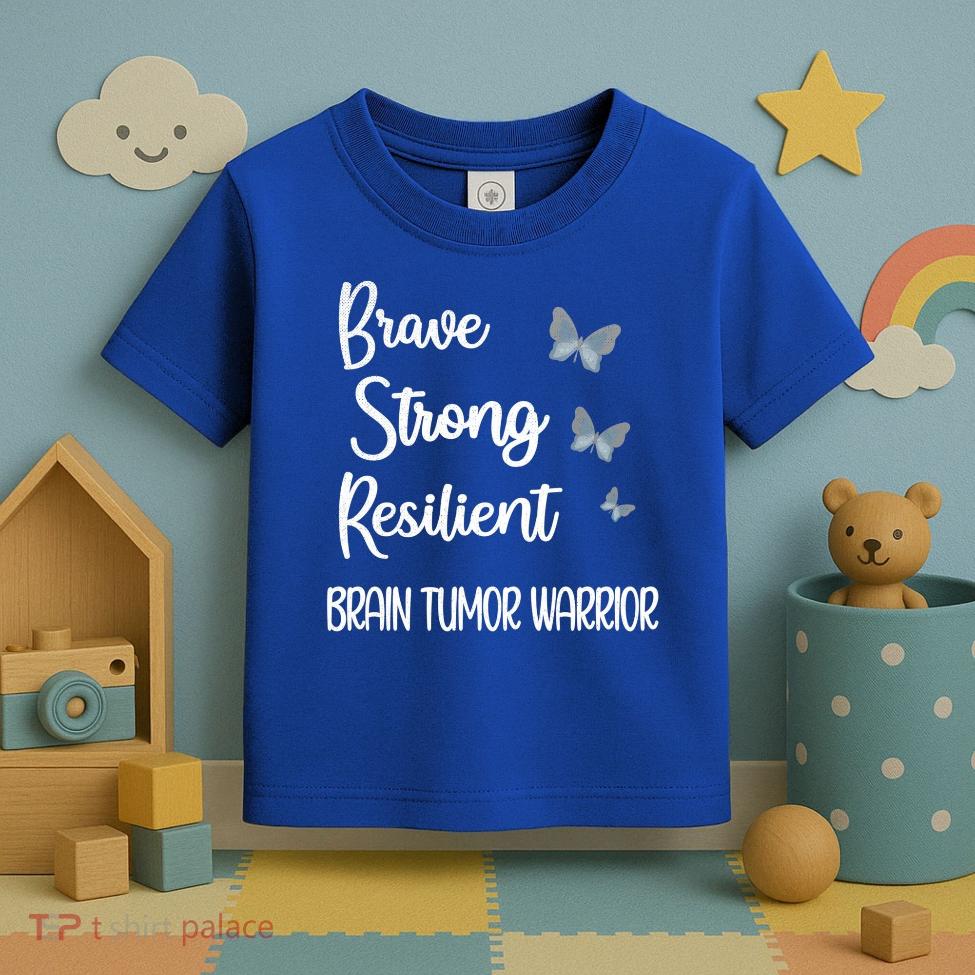 Brain Tumor Warrior Brain Cancer Awareness Gray Ribbon Gift Toddler T-Shirt