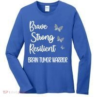 Brain Tumor Warrior Brain Cancer Awareness Gray Ribbon Gift Women's Long Sleeve Shirt thumb 0