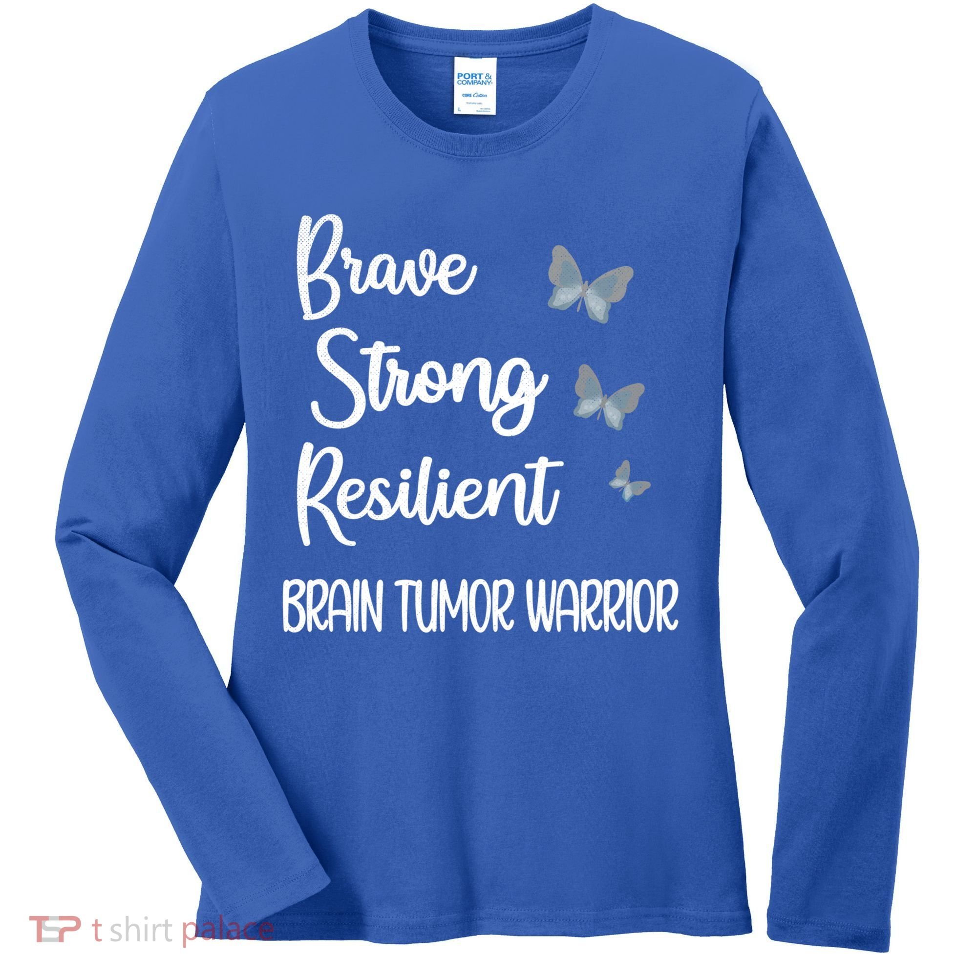 Brain Tumor Warrior Brain Cancer Awareness Gray Ribbon Gift Women's Long Sleeve Shirt
