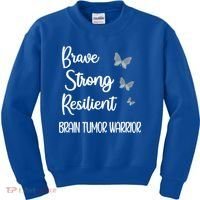 Brain Tumor Warrior Brain Cancer Awareness Gray Ribbon Gift Kids Sweatshirt thumb 0