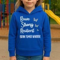Brain Tumor Warrior Brain Cancer Awareness Gray Ribbon Gift Kids Hoodie thumb 3