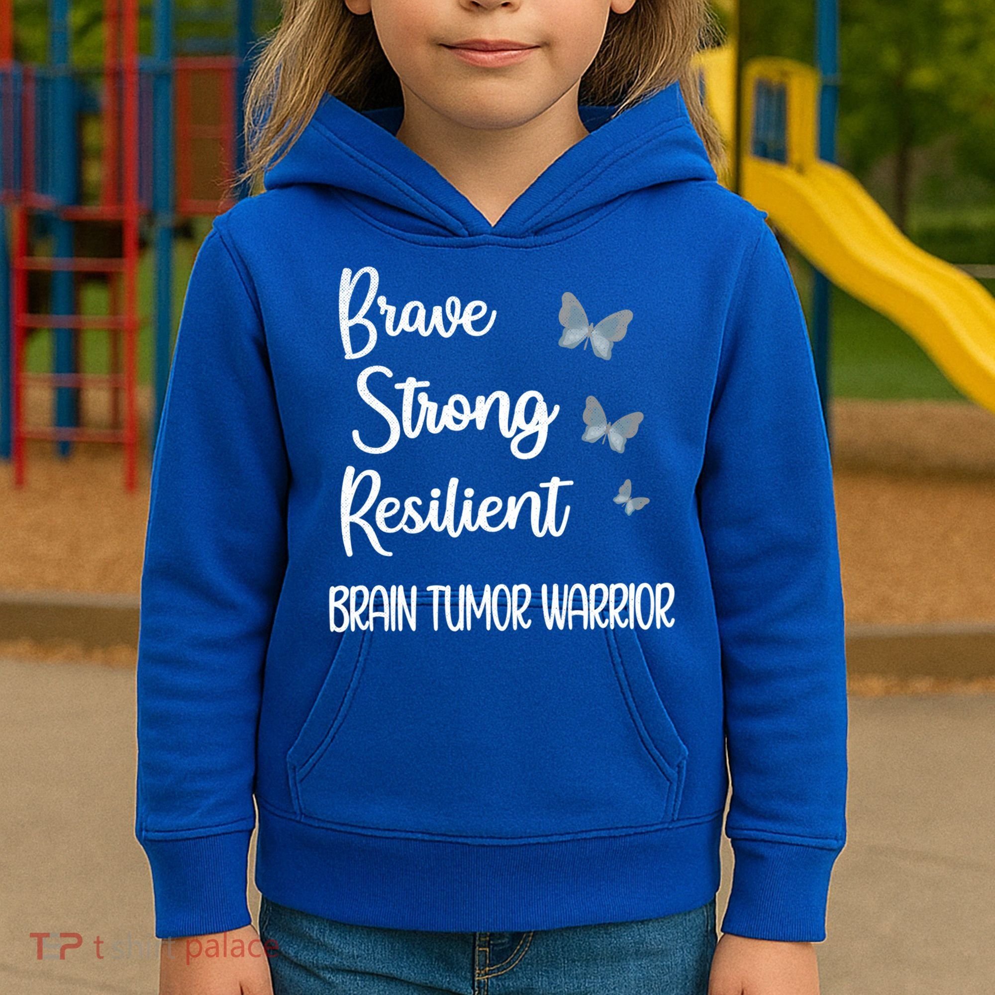 Brain Tumor Warrior Brain Cancer Awareness Gray Ribbon Gift Kids Hoodie