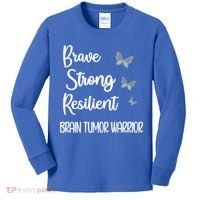 Brain Tumor Warrior Brain Cancer Awareness Gray Ribbon Gift Kids Long Sleeve Shirt thumb 0